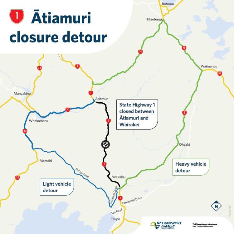 SH1 Ātiamuri-Wairakei local detour routes